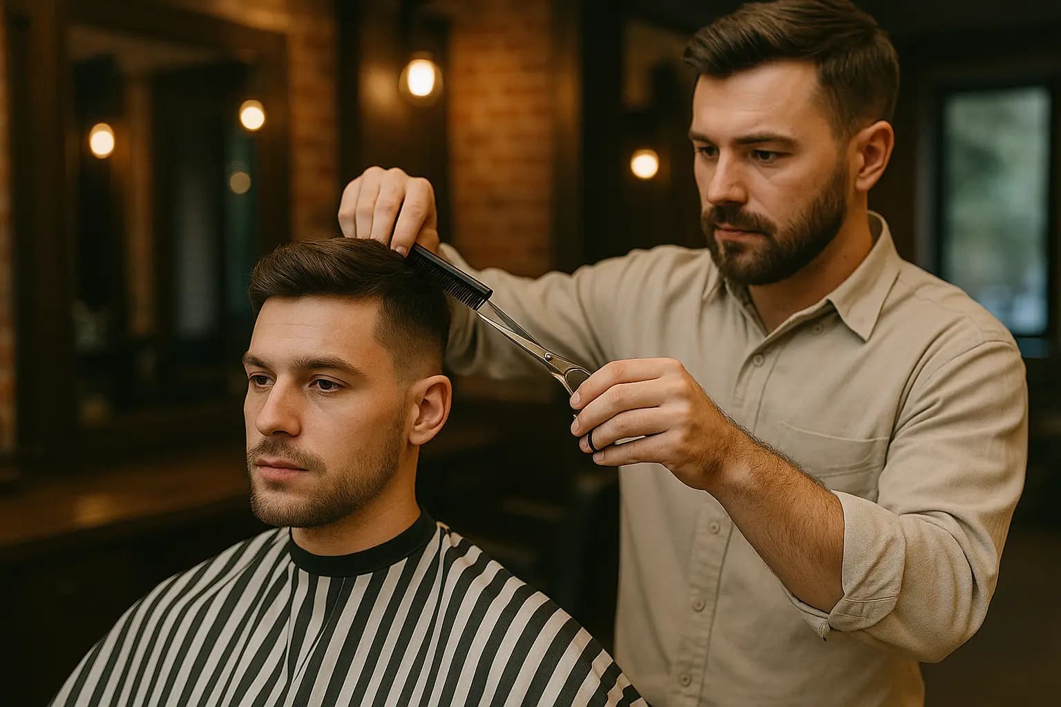 Barber haircut service at City Barbers in Manchester